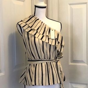 NWT Anthropologie Maeve Ruffle One-Shoulder Top